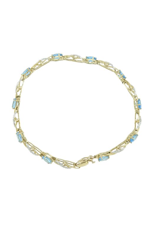 9k Yellow Gold Topaz and Diamond Bracelet