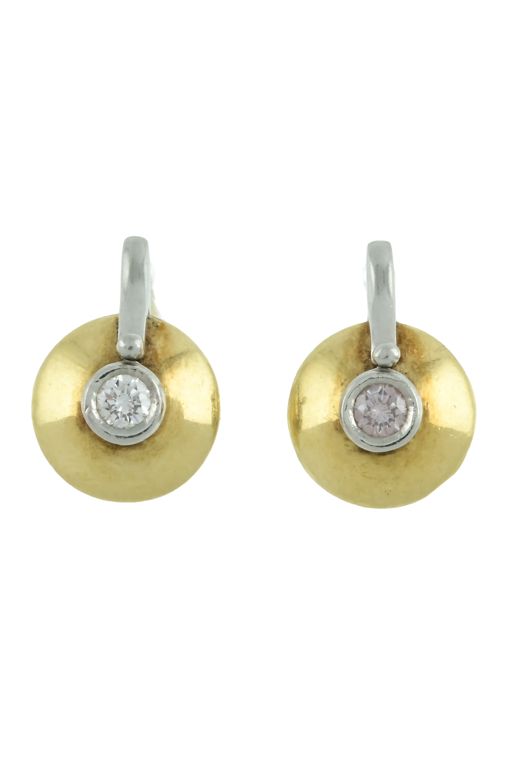 18k Yellow and White Gold Diamond Drop Earrings