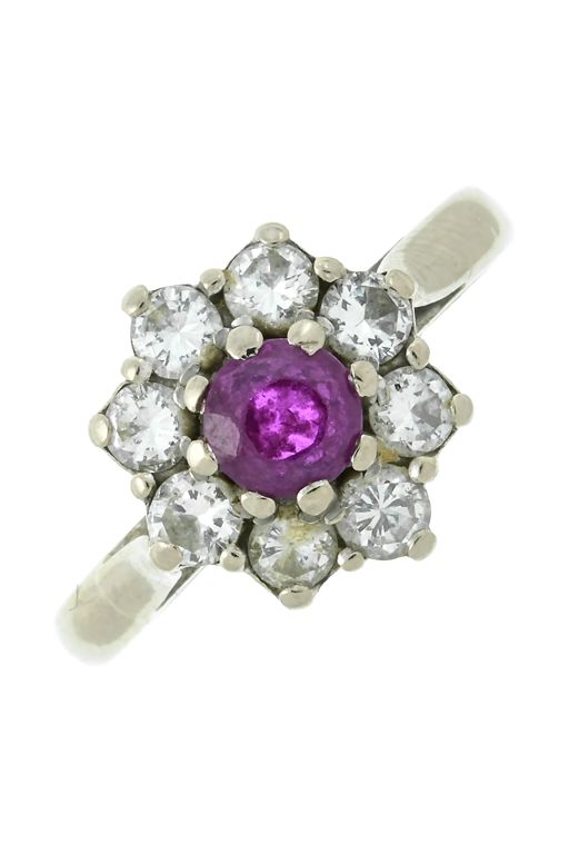 Sapphire and Diamond Cluster Ring
