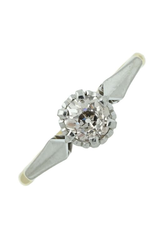 Yellow Gold and Platinum Diamond Solitaire Ring