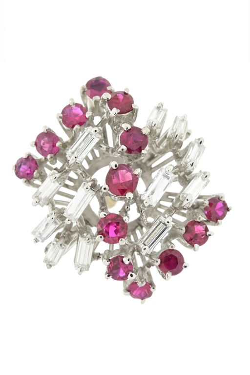 18k Gold Ruby and Diamond Cocktail Ring