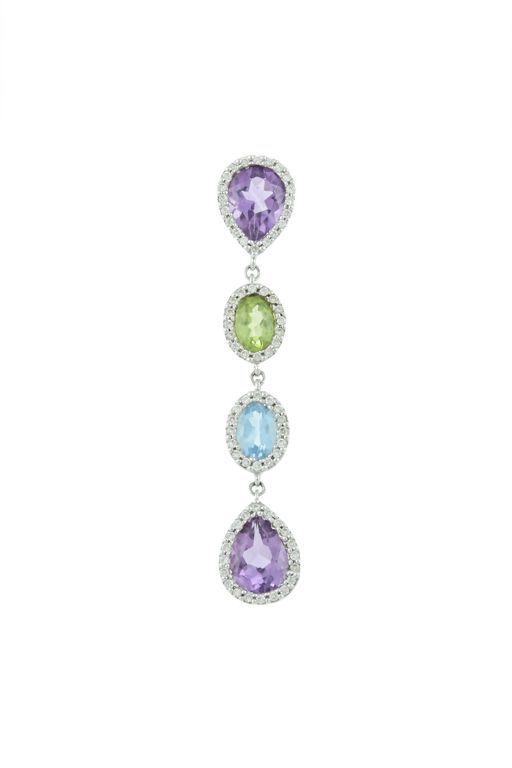 18k White Gold Multi-Gem Pendant