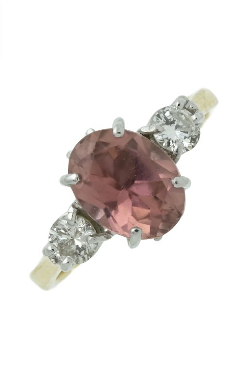 18k Two-Tone Gold Tourmaline and Diamond Ring
