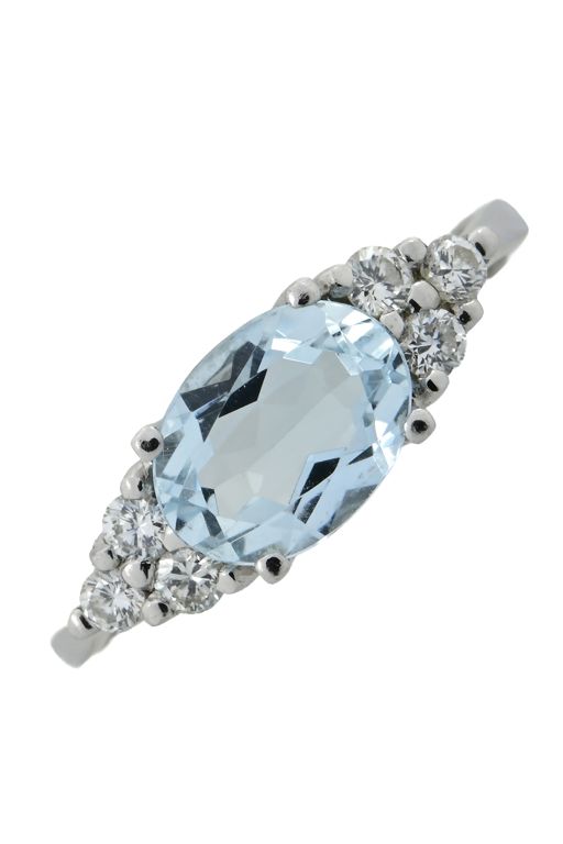 18k White Gold Aquamarine and Diamond Dress Ring