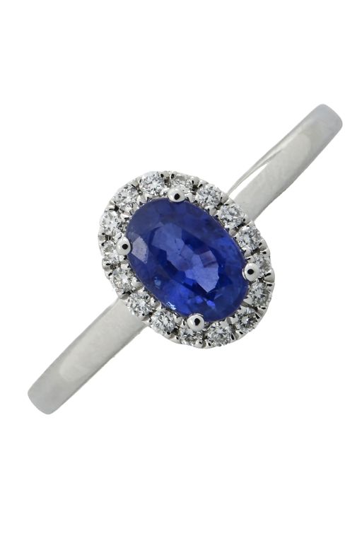 18k White Gold Sapphire and Diamond Cluster Ring