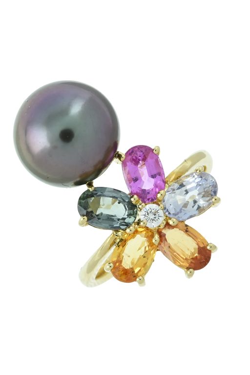 18k Yellow Gold Multi-Gem Ring
