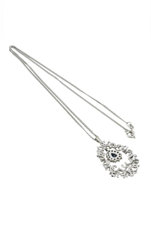18k Gold Sapphire and Diamond Pendant Necklace