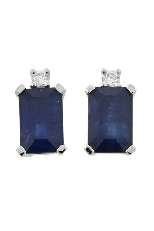 Platinum Sapphire and Diamond Earrings
