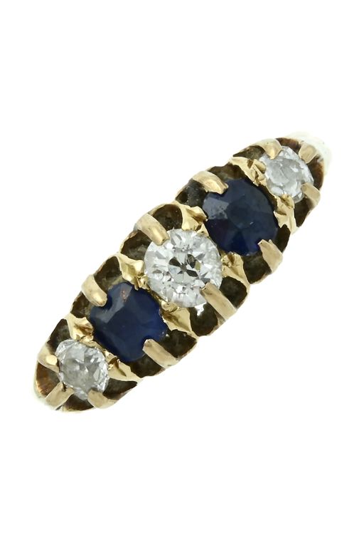 18k Yellow Gold Sapphire and Diamond Ring