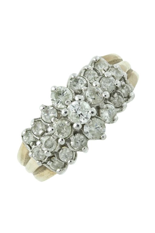 9k Yellow and White Gold Diamond Dress Ring