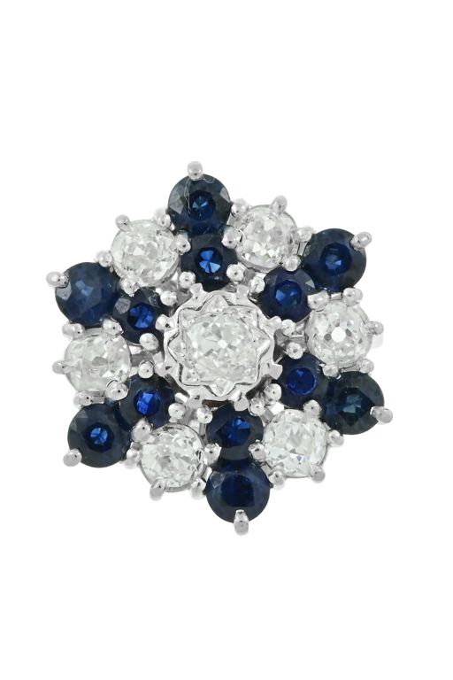 18k Gold Sapphire and Diamond Cluster Ring
