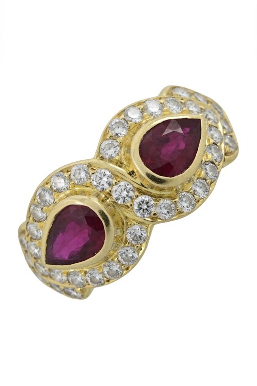 18k Yellow Gold Ruby and Diamond Dress Ring