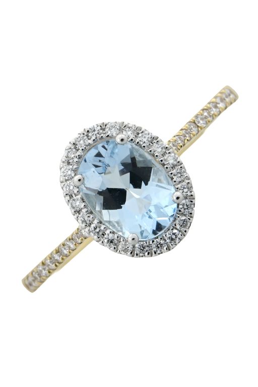 18k Gold Aquamarine and Diamond Dress Ring