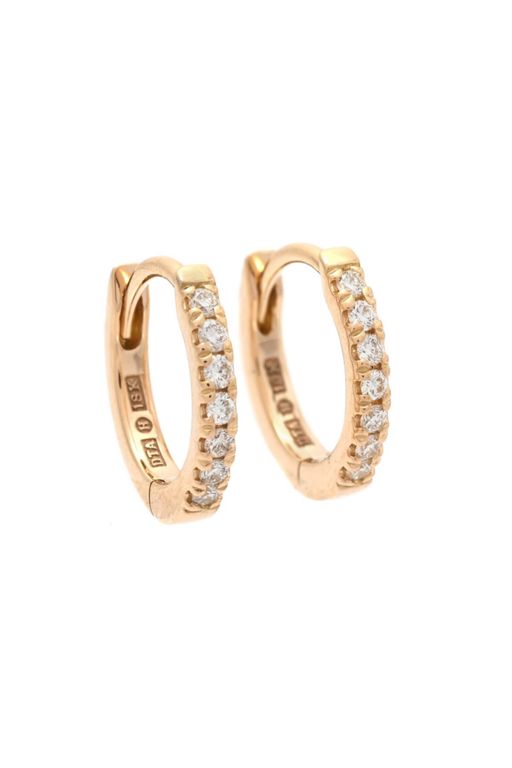 Pair of 18k Gold Diamond Hoop Earrings