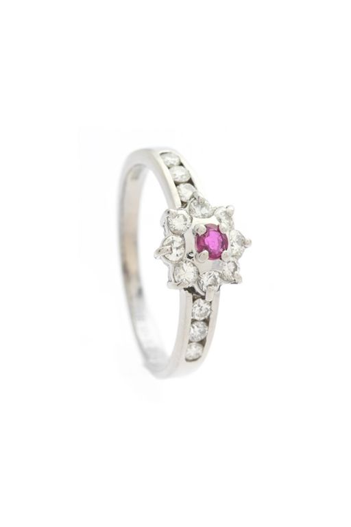 Platinum Ruby and Diamond Ring