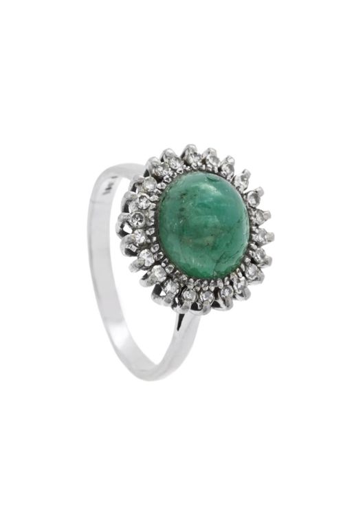 18k Gold Emerald and Diamond Ring