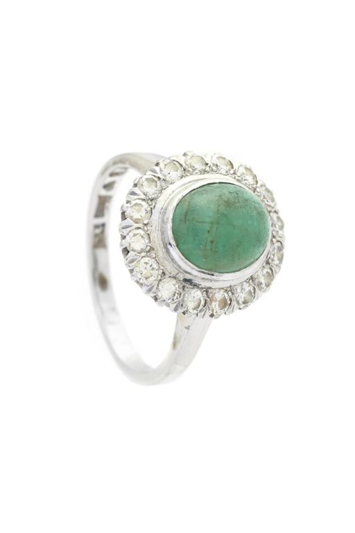 18k Gold Emerald and Diamond Ring