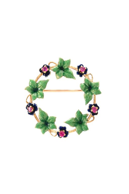 14k Gold Ruby Brooch