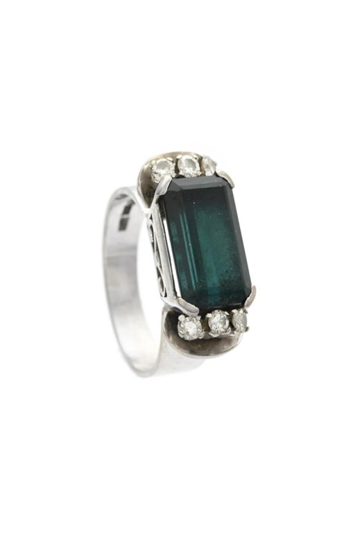 18k Gold Tourmaline and Diamond Ring