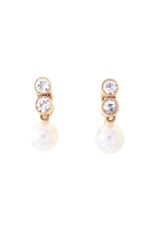 18k Gold Pearl and Paste Earrings