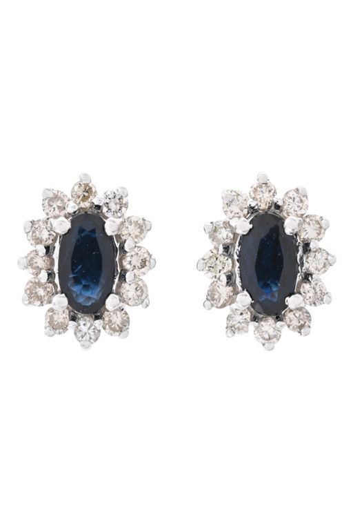 18k Gold Sapphire and Diamond Earrings