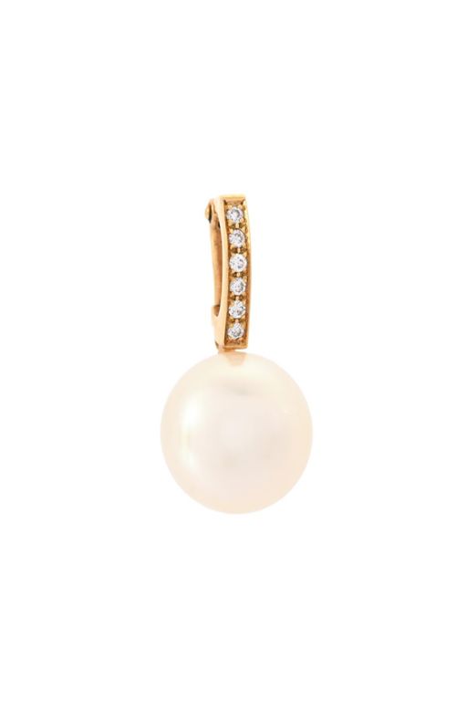 18k Gold Pearl and Diamond Pendant
