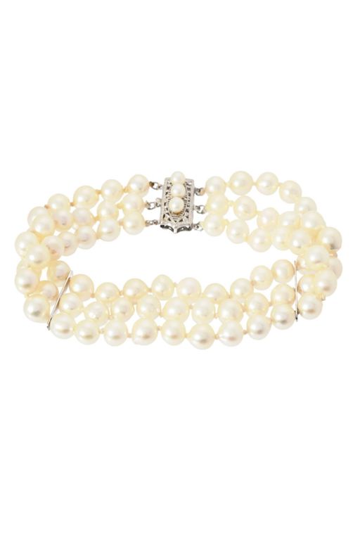 14k White Gold Pearl Bracelet