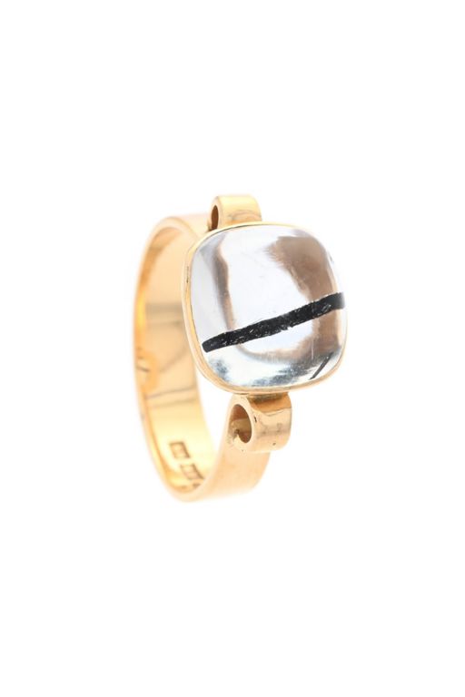 18k Gold Tourmalinated Quartz Ring