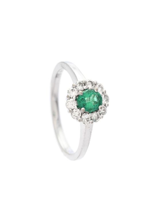 18k Gold Emerald and Diamond Ring
