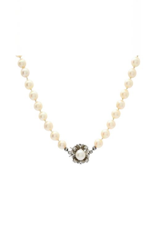 18k Gold Pearl and Diamond Necklace