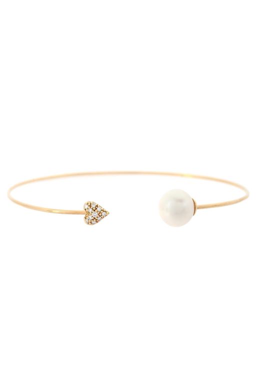 14k Gold Pearl and Diamond Bracelet