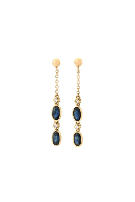 Pair of 18k Gold Sapphire and Diamond Earrings