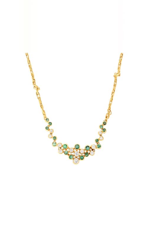18k Gold Emerald and Diamond Necklace