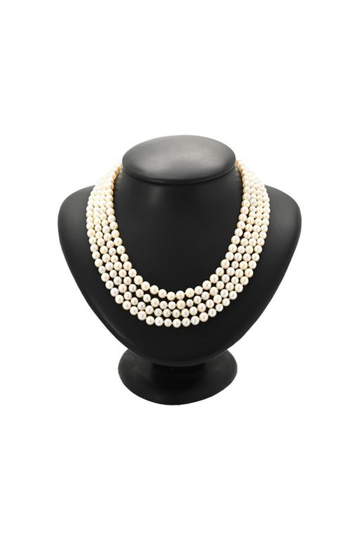 18k Gold Pearl and Nephrite Necklace