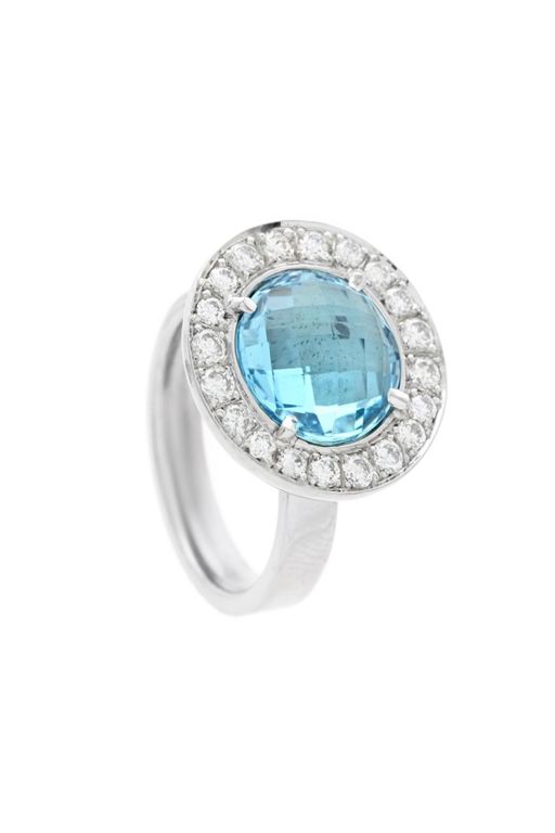 18k Gold Topaz and Diamond Ring