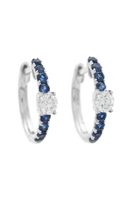 Pair of 18k Gold Sapphire and Diamond Earrings