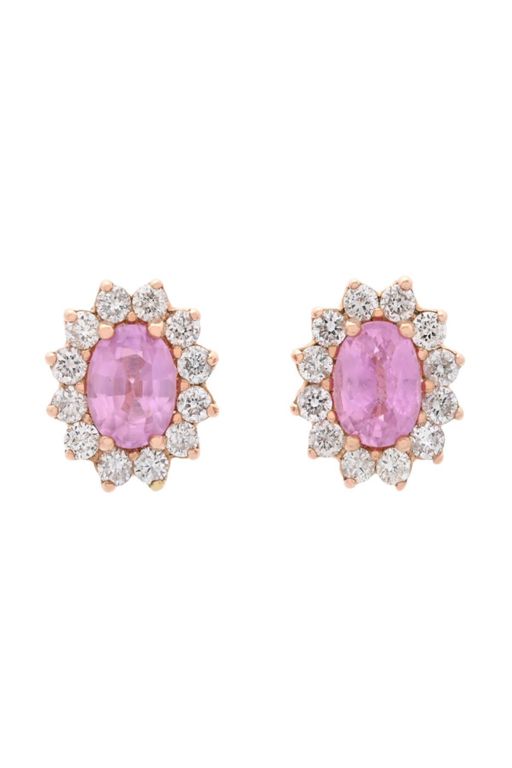 Pair of 18k Gold Sapphire and Diamond Earrings