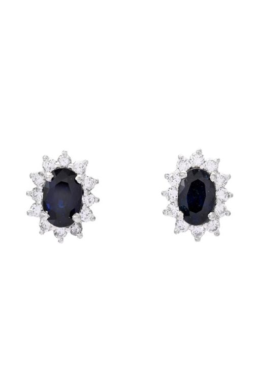 Pair of 18k Gold Sapphire and Diamond Earrings