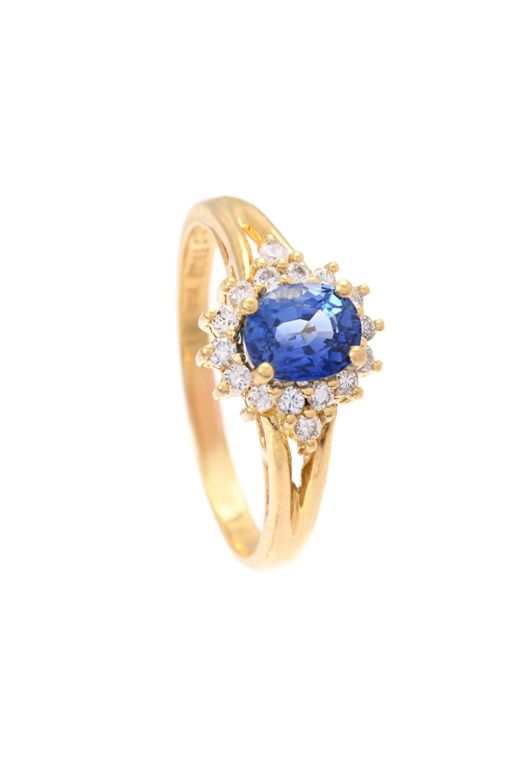 18k Gold Sapphire and Diamond Ring