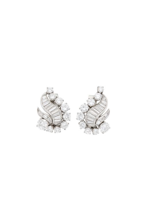 Pair of Platinum Diamond Earrings