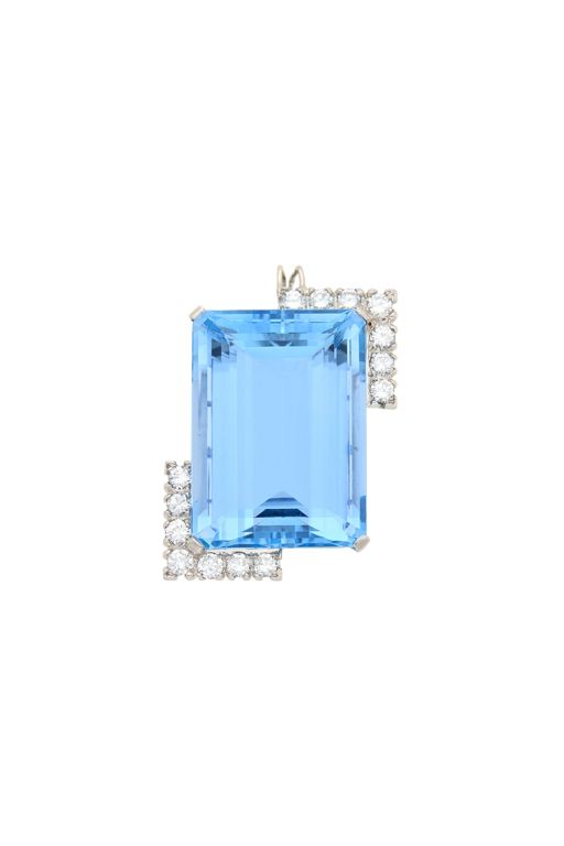 Platinum Aquamarine and Diamond Pendant