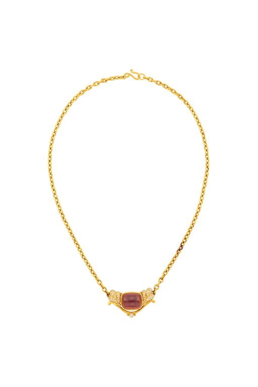 22k Gold Garnet and Diamond Necklace