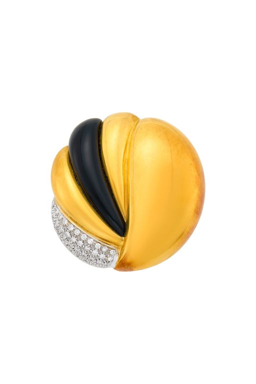 18k Yellow Gold and White Gold Diamond Brooch