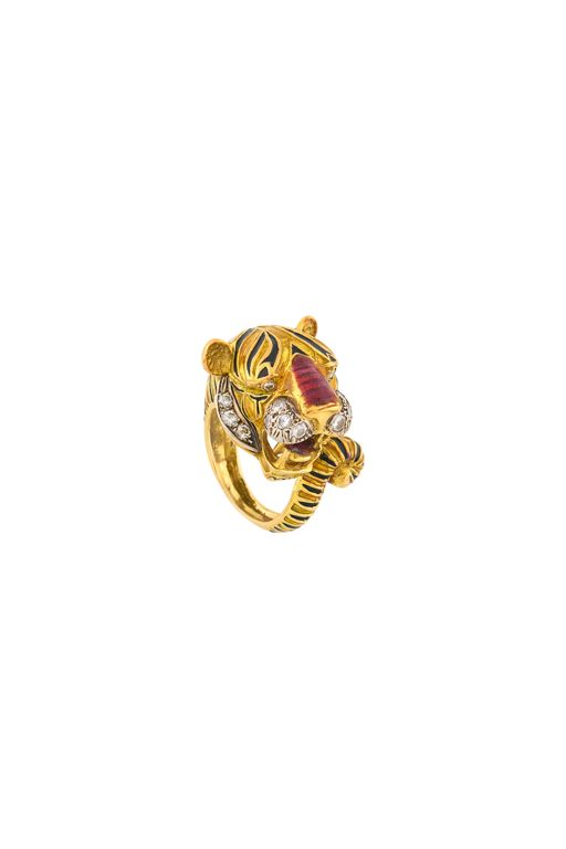 18k Gold Enamel and Diamond Ringс