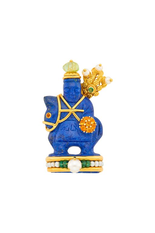 18k Gold Multi-Gem Brooch