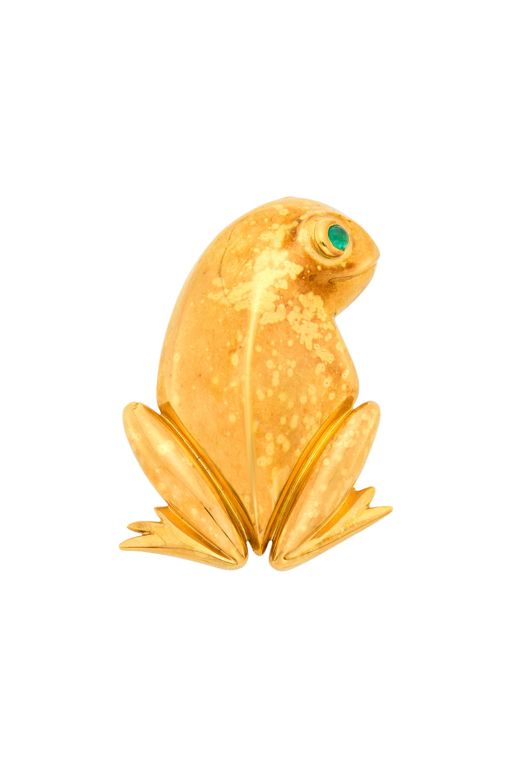 18k Gold Emerald Brooch
