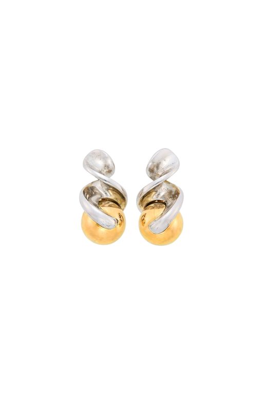 Pair of 18k Gold and Silver Earrings