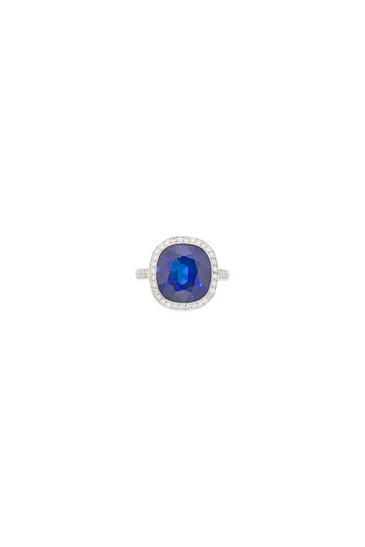 Platinum Sapphire and Diamond Ring