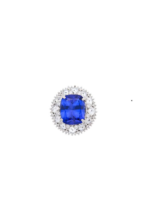 Platinum Tanzanite and Diamond Ring