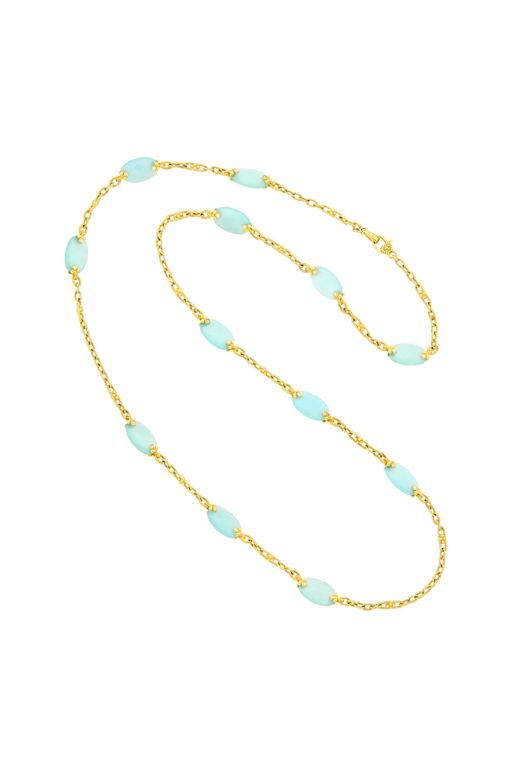 18k Gold Chalcedony and Diamond Necklace